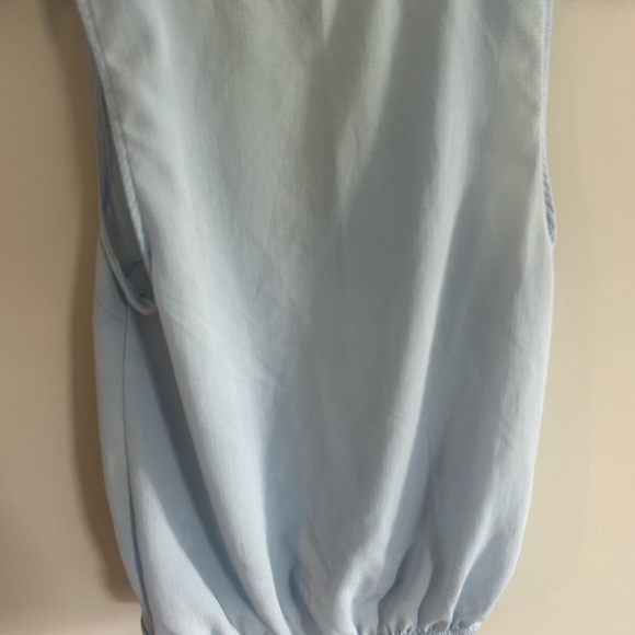 Francesca’s collections sleeveless Sky Blue Frayed Edge wrap office blouse - Picture 5 of 5